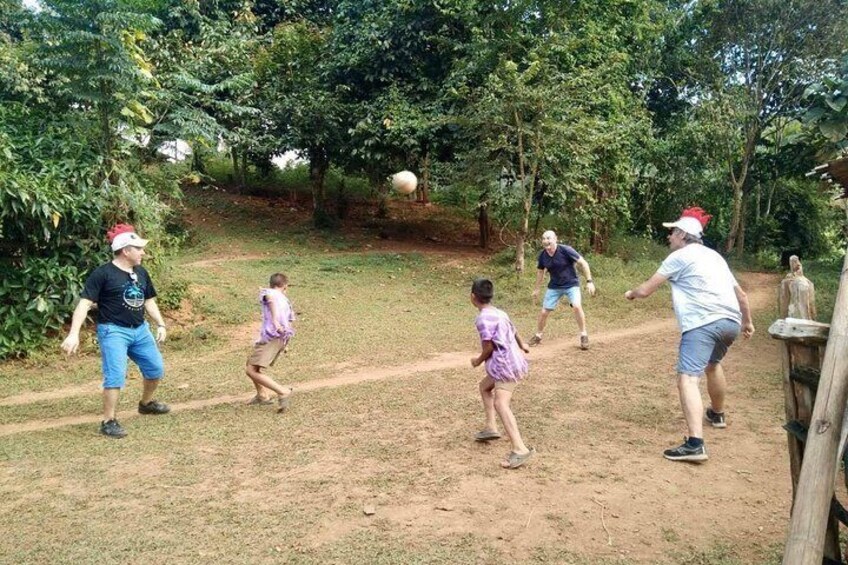 Play football with kids
