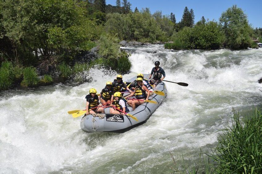 Raft running through Nugget Falls on the Rogue River