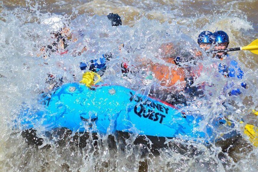 A big splash in Texas Creek Rapid (Class III)