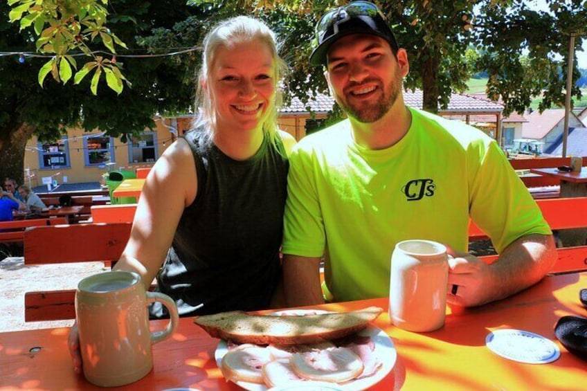 couple enjoying the Biergarten