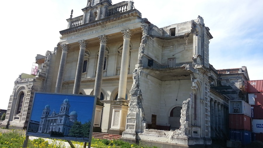 Historical ruins of building Christchurch City Tour in Christchurch New Zealand.