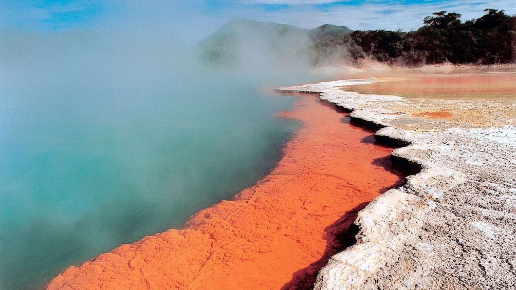Geothermal pool in the North to south tour in Christchurch New Zealand.