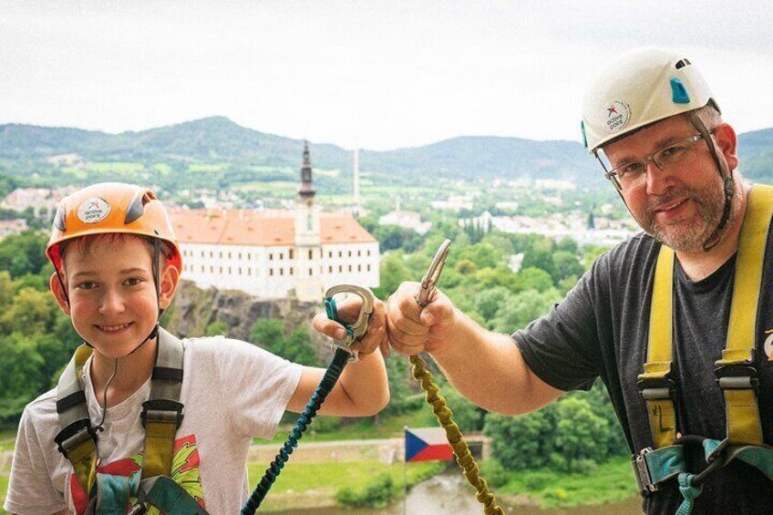 High five after climbing