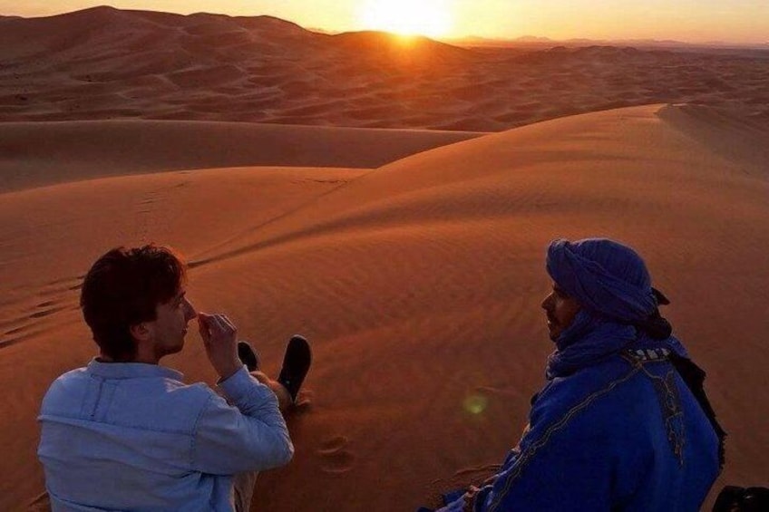 Sunset over the dunes of Erg-Chebbi