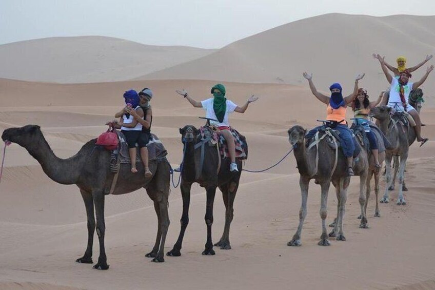 Camel ride in the desert