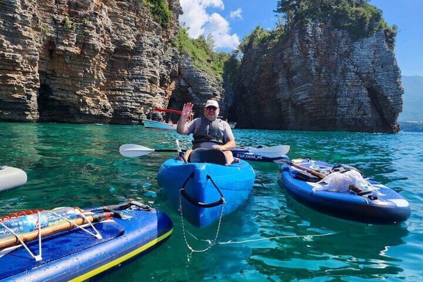Enjoy a 3 to 3,5 hour SUP and kayaking guided tour along the amazing Budva bay
