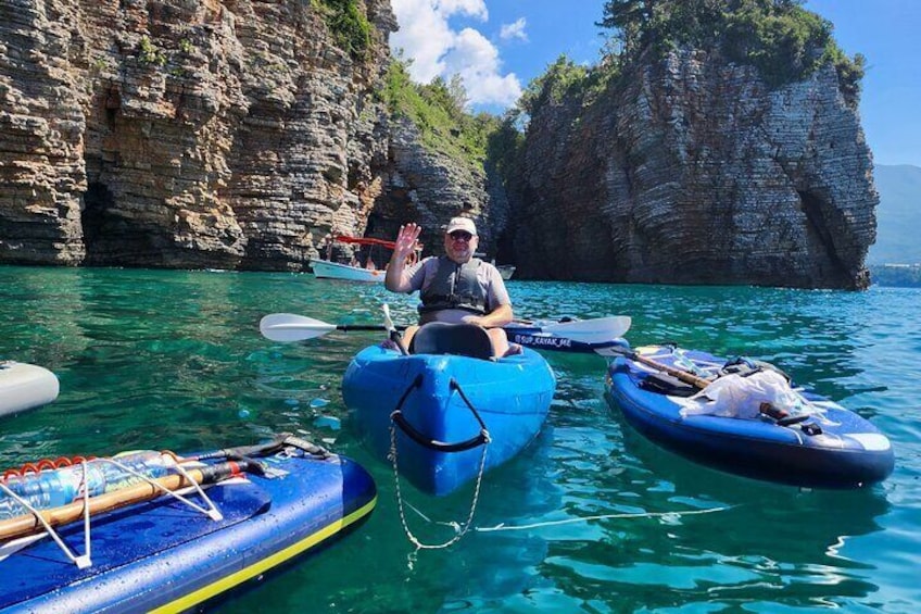 Enjoy a 3 to 3,5 hour SUP and kayaking guided tour along the amazing Budva bay