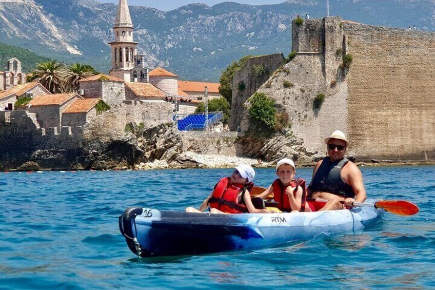 Enjoy a 3 to 3,5 hour SUP and kayaking guided tour along the amazing Budva bay
