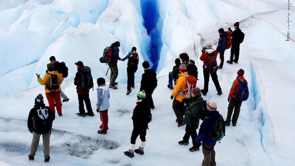 Close view of tour group on a Perito Moreno Glacier Mini Trek