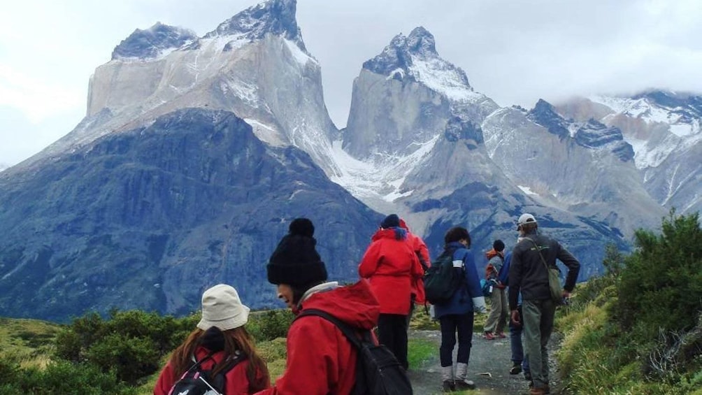 Tourists walking at Torres del Paine National Park