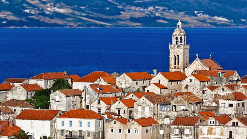 Bell tower looking out to the sea on Korcula Island