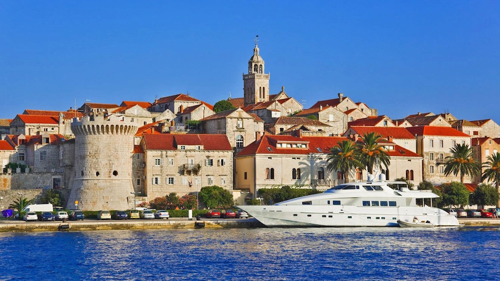 Yacht docked at Korcula Island