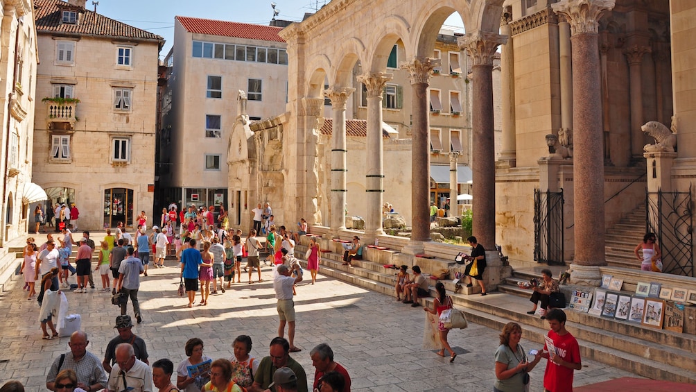 Standing columns of the Diocletian's Palace in Dubrovnik