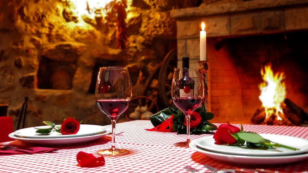 Romantic dinner table set up in Dubrovnik