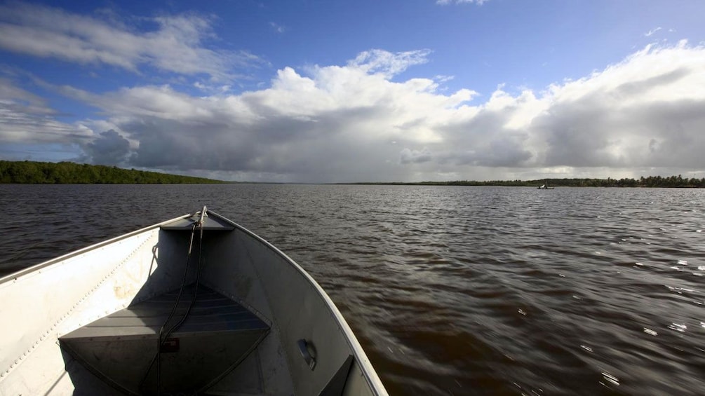 View from a boat on the water off the coast of Mangue Seco