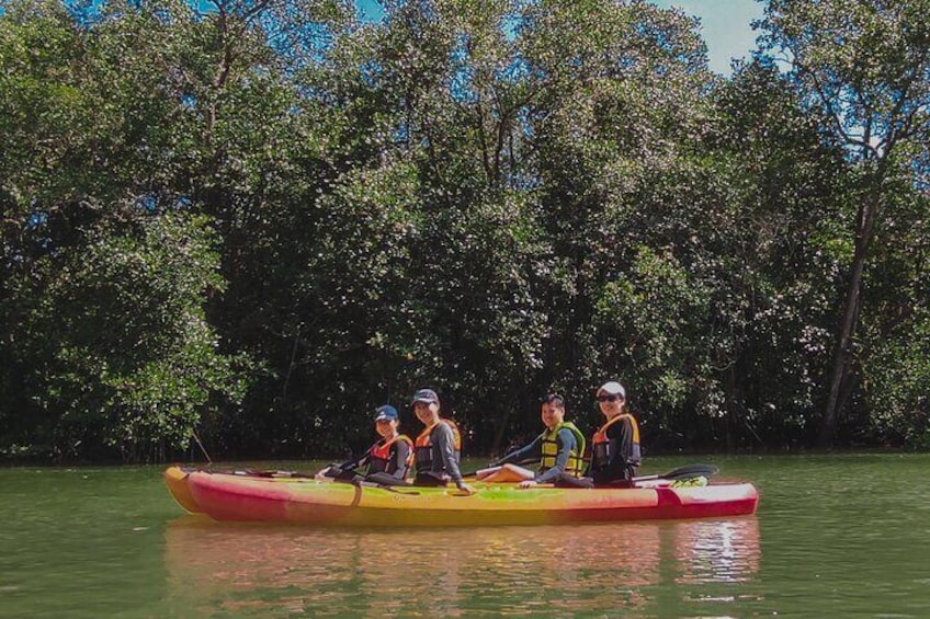 fun kayaking with friends