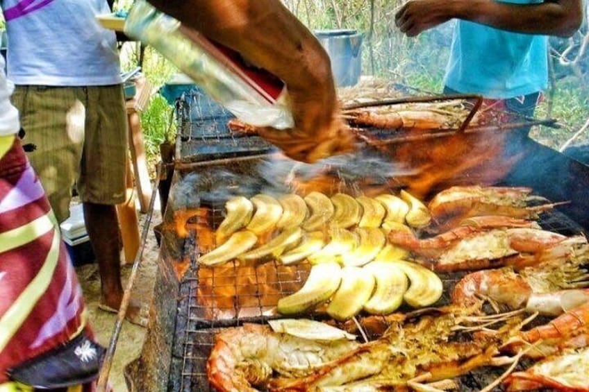 Island Recipe's BBQ Lunch prepared on Ile aux Cerfs Island