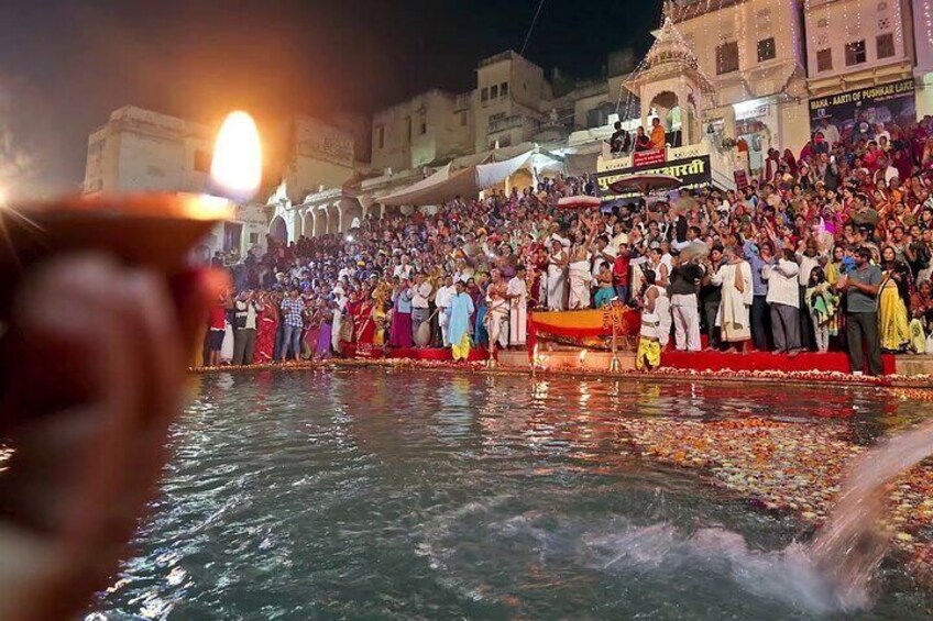 Evening Aarti at Pushkar Ghat