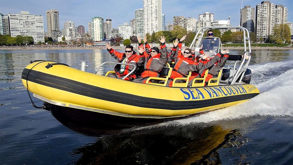 Raft speeding through the water in Vancouver