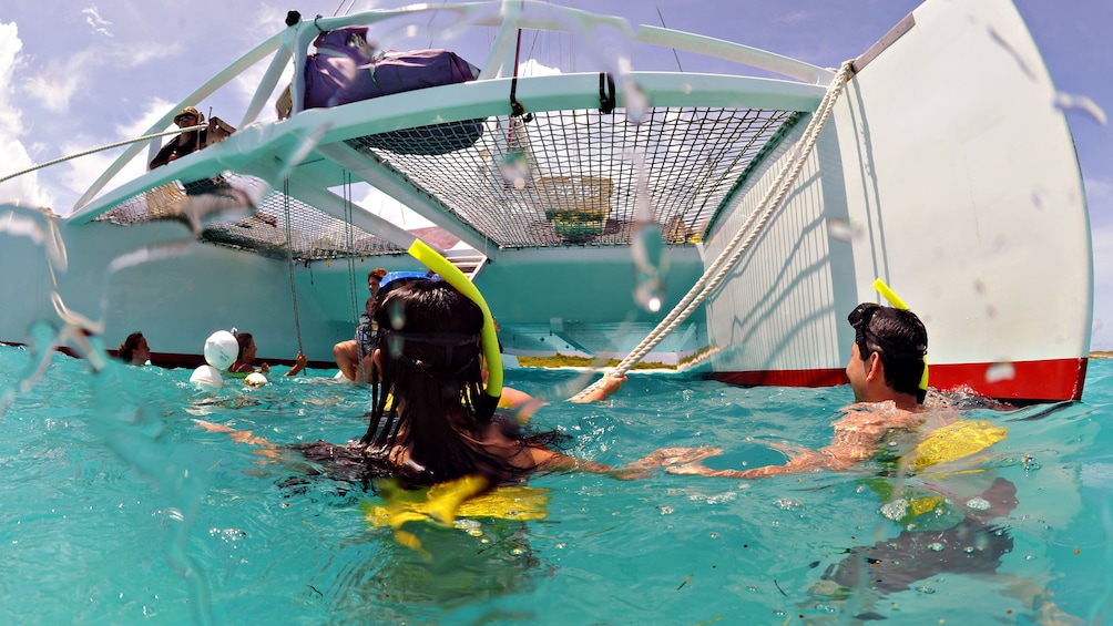 Couple snorkeling at Prickly Pear Reef