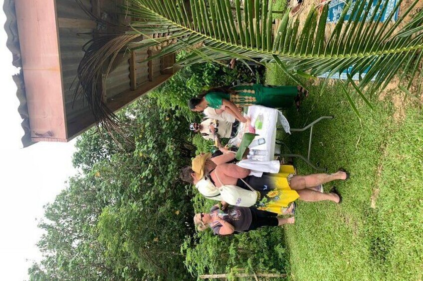 Refreshments served always a treat when you swim in a Cave n 
At Beach Trpicos l Fruits in Season n a Coconut Drink n a Bottle of Water each 