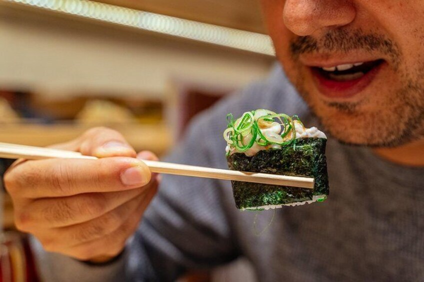 Try a new kind of sushi made with meat with a private guide
