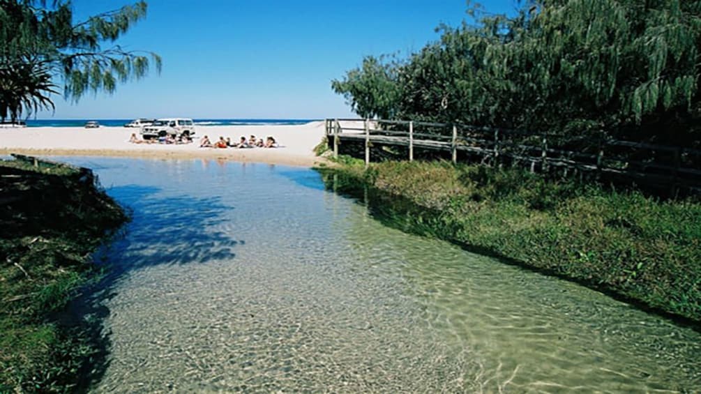 fresh water stream entering beach area in Brisbane