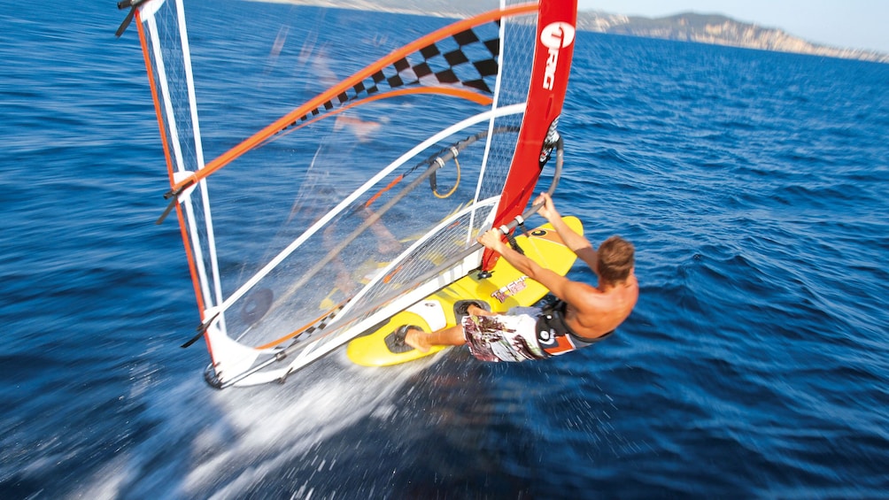 Fast windsurfer in Brisbane