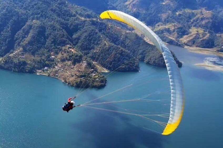 Paragliding above Phewa Lake