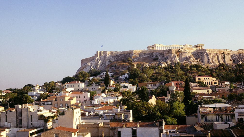 The Acropolis and city below in Athens