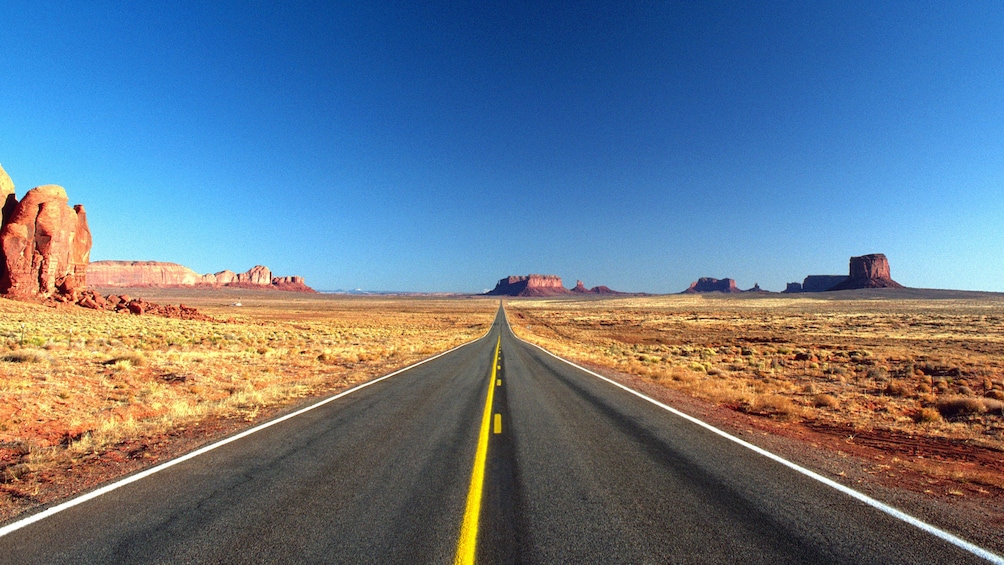 Long road along the desert in Flagstaff