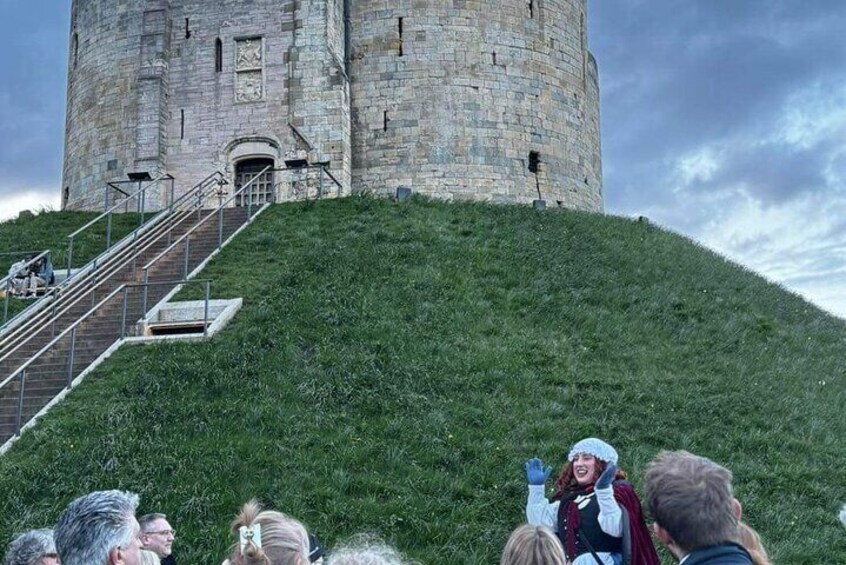 Mad Alice with the group at Clifford's Tower