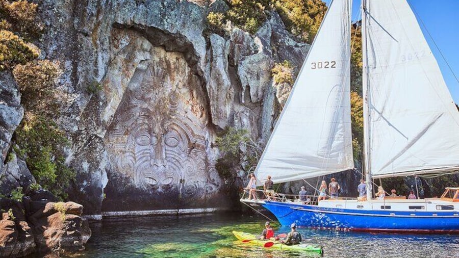 Maori Rock Carvings - Taupo Sailing Adventures - Kindred Spirit