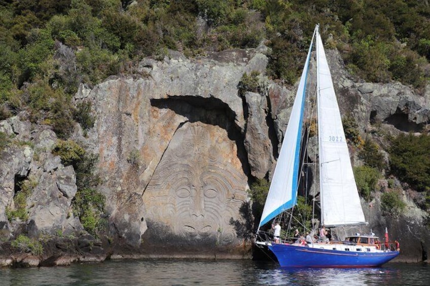 Maori Rock Carvings - Taupo Sailing Adventures - Kindred Spirit