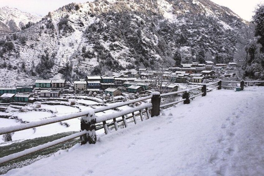 khati village bathed in snow