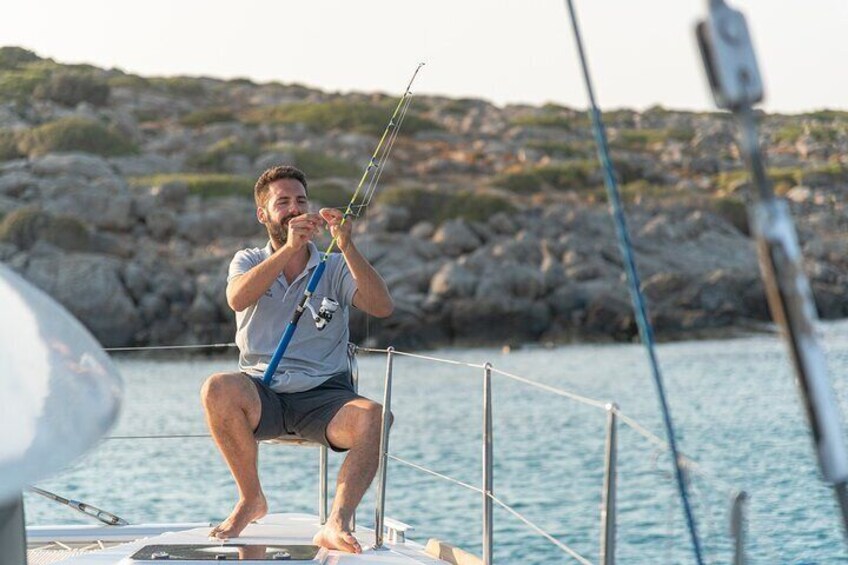 Sunset - sailing cruise on yacht catamaran, Rethymno, Crete