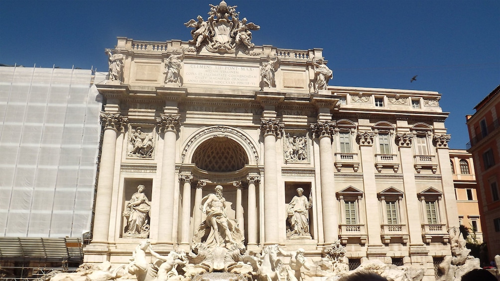 Close view of the Trevi Fountain in Rome