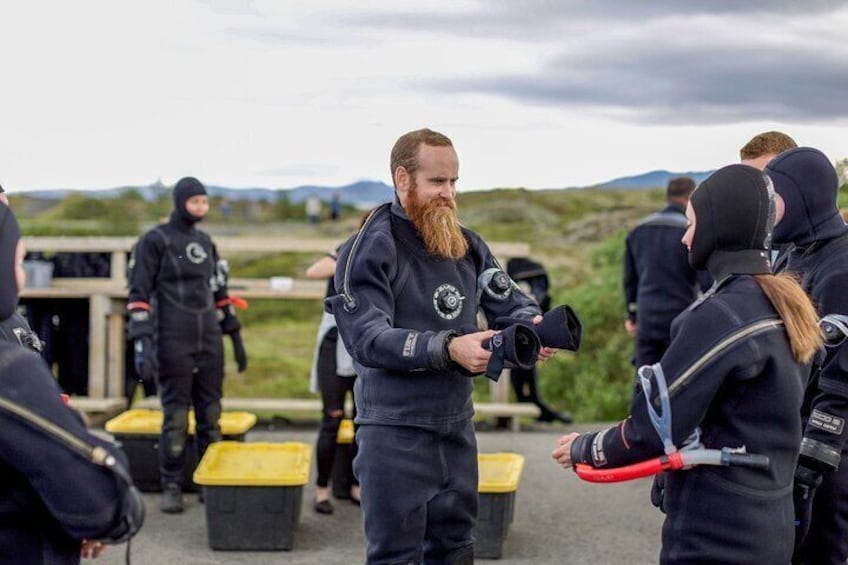 Dressing up in snorkel gear