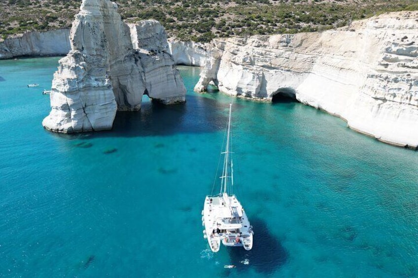 Our catamaran on our Kleftiko stop