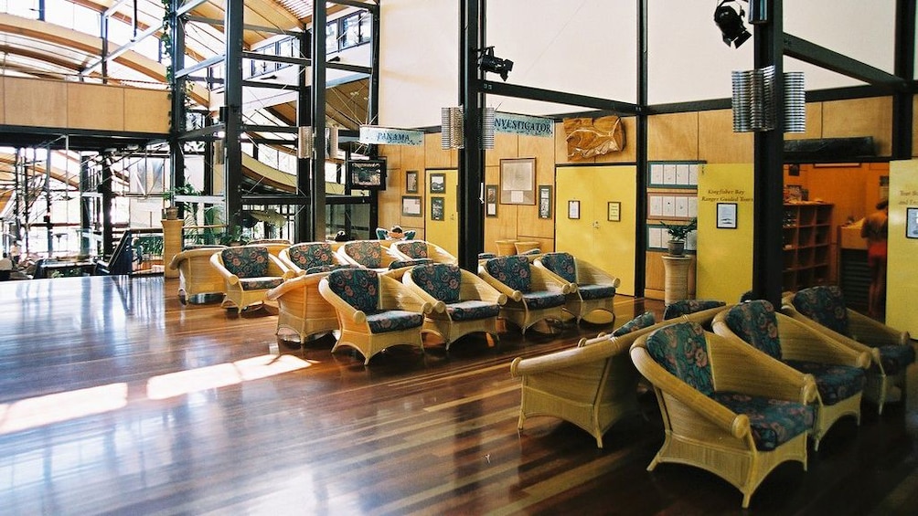 orderly lobby area at resort in Fraser Coast