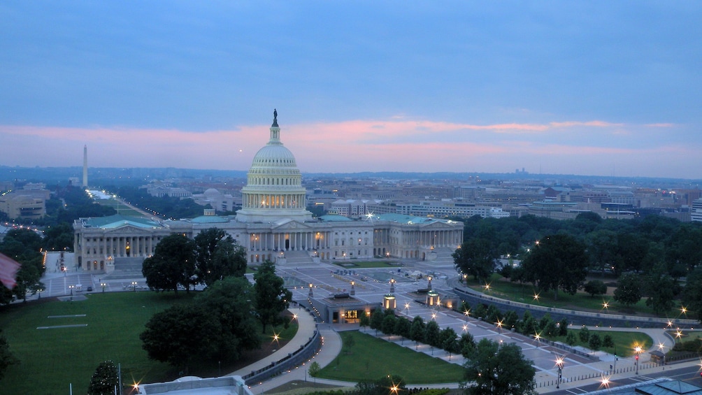 The United states capitol building in Washington D.C at sunset