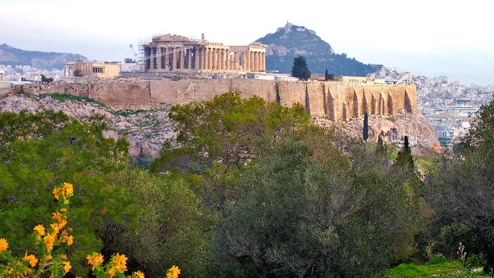 Acropolis with the city in the background in Athens