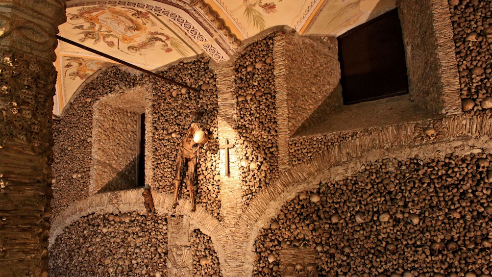 Inside the Chapel of Bones in Portugal