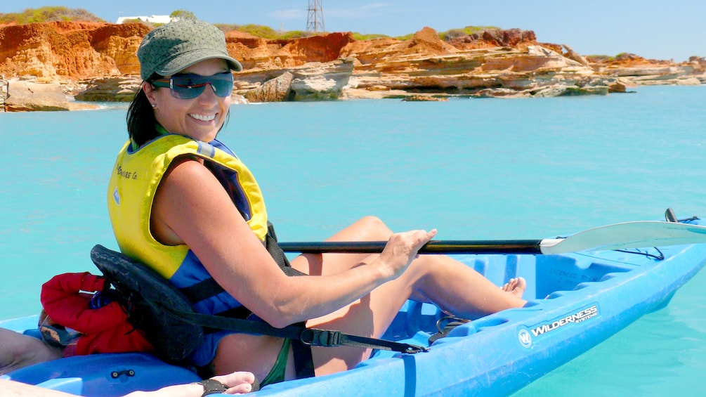 Kayaker in Broome Sea turtle Kayak Adventure in Australia. 