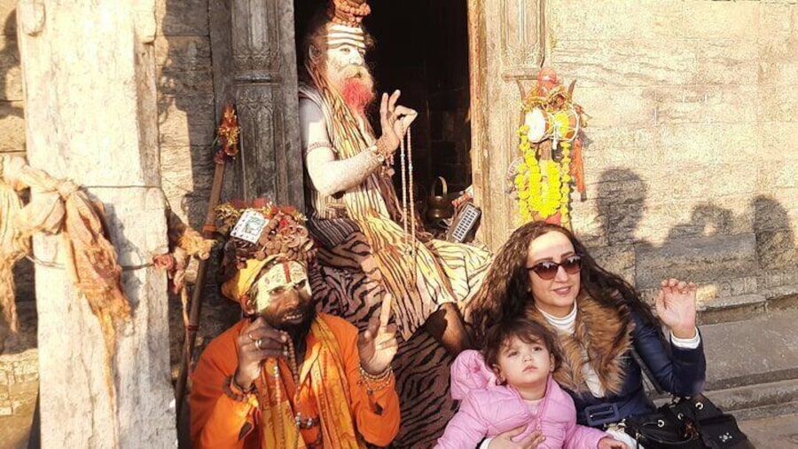 With Holy Mans in Pashupatinath Temple Kathmandu.