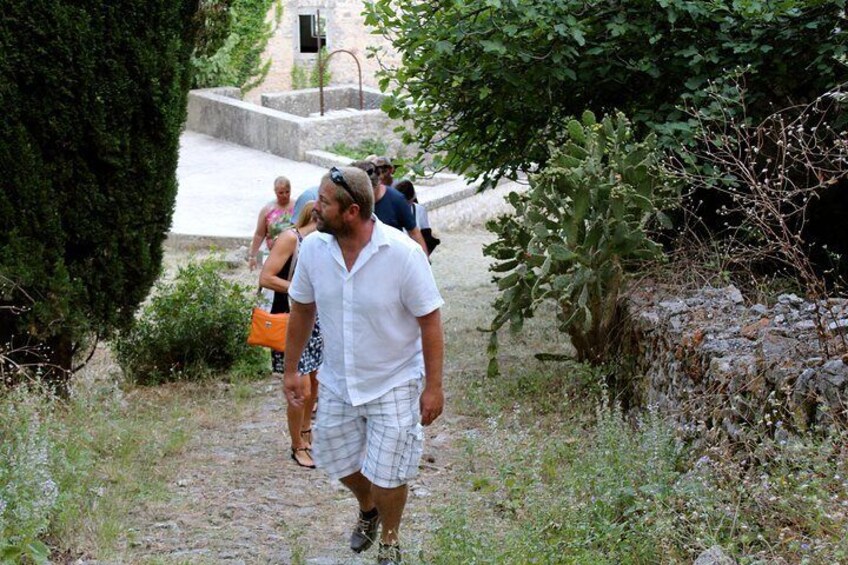 Walking in abandoned village