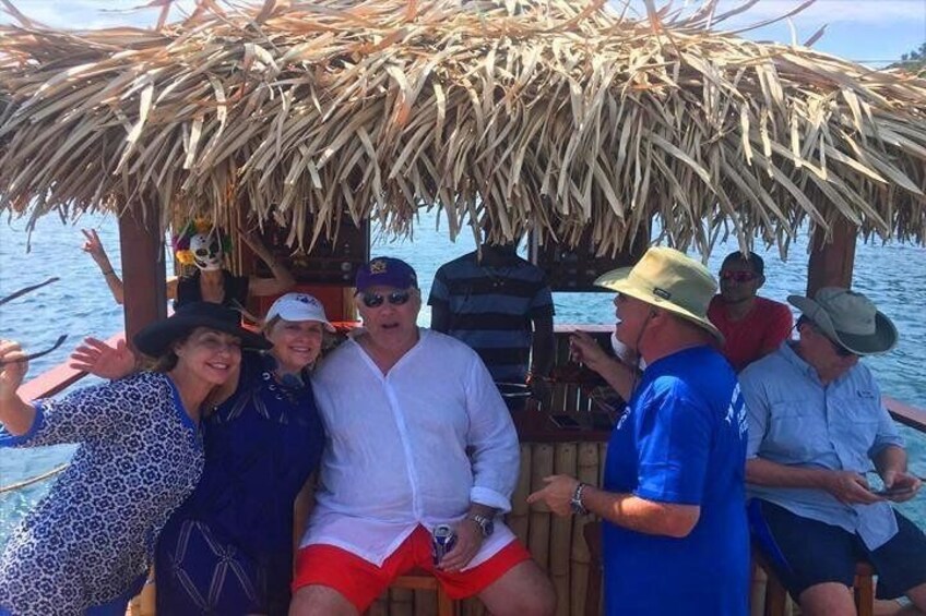 Fun with our guests enjoying the tiki adventure at the east side of Roatan