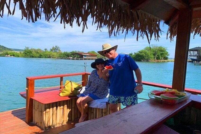 East End Private Floating Tiki Island Adventure, Lunch & Transportation