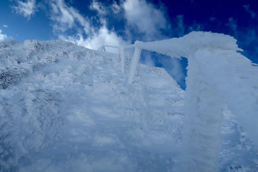 Via ferrata coverd with snow.