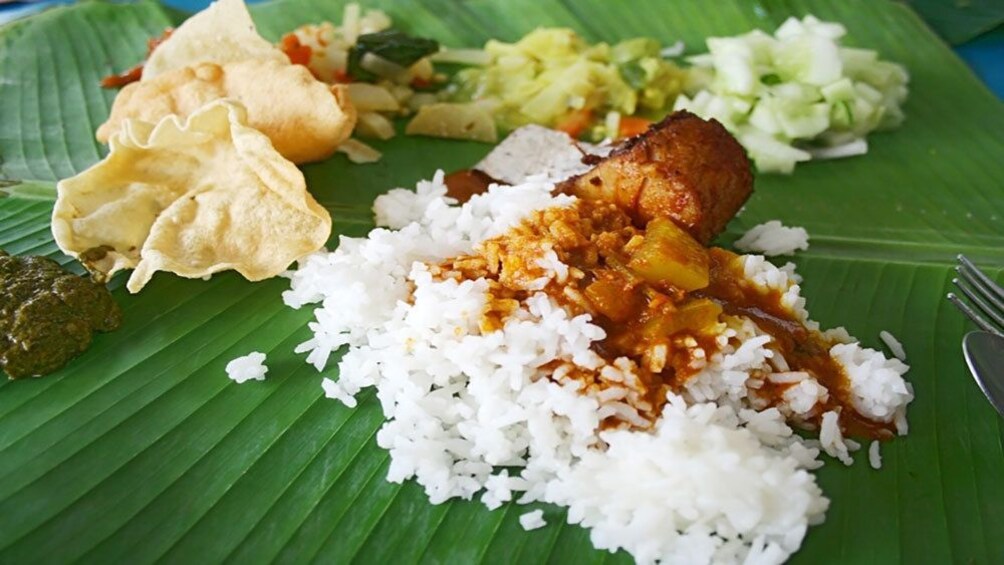 rice and curry sauce at Sri Lankan Cooking tour in Melbourne